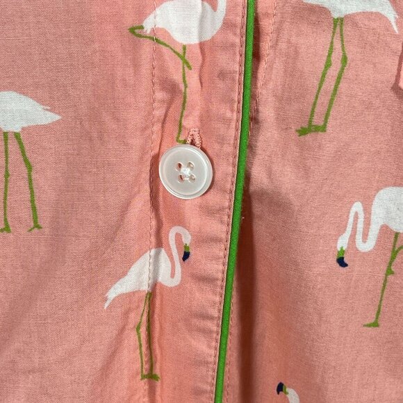 Lands' End Women's Sleep Shirt Button Front Long Sleeve Flamingo Peach Small S - Picture 6 of 6